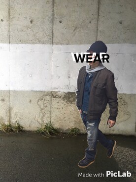 「アイテム（ミリタリージャケット、ブラウン系）」を使った、suzakuさん（メンズ・173cm）の冬コーディネート