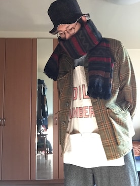 「WOOLRICH（ウールリッチ）のアイテム（カバーオール）」を使った、Isamuさん（メンズ・178cm）の冬コーディネート