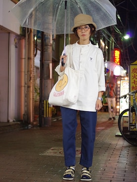 「and wander（アンドワンダー）のアイテム（帽子）」を使った、rocopuuさん（レディース・156cm）の秋コーディネート