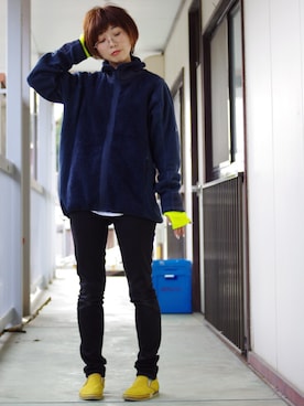「and wander（アンドワンダー）のアイテム（その他アウター）」を使った、rocopuuさん（レディース・156cm）の秋コーディネート