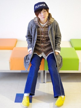 「Engineered Garments（エンジニアードガーメンツ）のアイテム（ジャケット/アウター）」を使った、rocopuuさん（レディース・156cm）の秋コーディネート