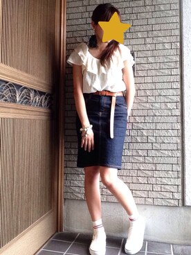 「大ぶりアクセサリー」｜「アイテム（スニーカー）」を使った、ともみん＊^o^さん（レディース・153cm）の夏コーディネート