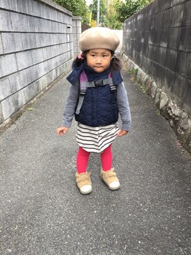 「アイテム（ダウンベスト、その他）」を使った、ayakahoさん（キッズ・90cm）の冬コーディネート