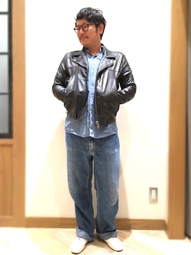 「ワーク」｜「アイテム（ライダースジャケット）」を使った、Hide さん（メンズ・174cm）の夏コーディネート