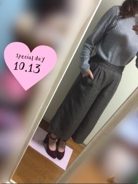 「アイテム（ヘアアクセサリー、ブルー系）」を使った、Ayameさん（レディース・163cm）の秋コーディネート