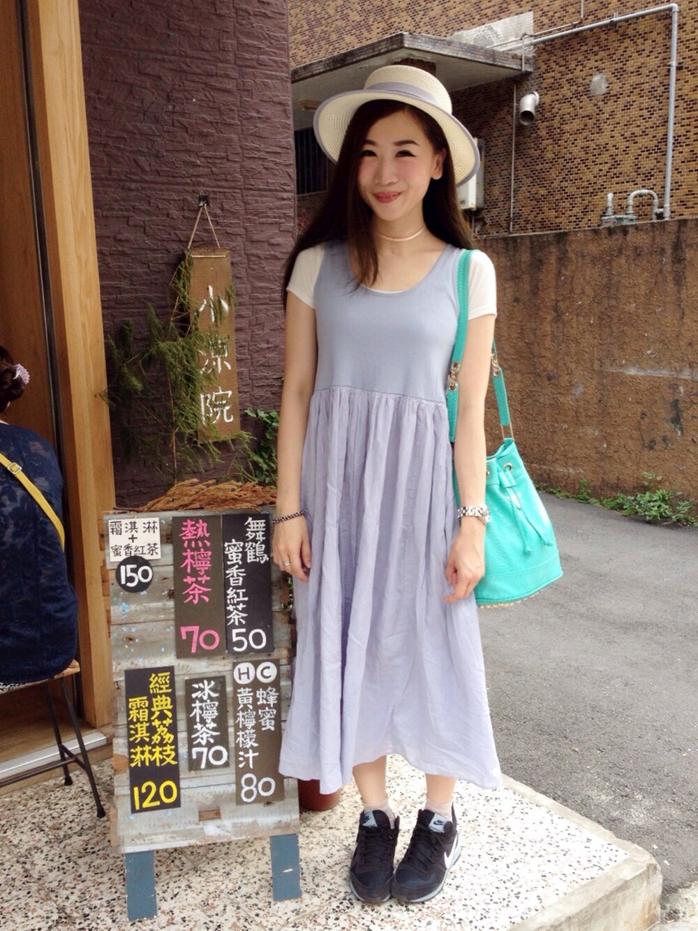 「merry jenny、KBF、JOYRICH、NIKE、MARC BY MARC JACOBS、onepiece、tabio、icecream、summer」｜「KBFのKBF ギャザータンクマキシワンピース（ワンピース、パープル系）」を使った、Zooeyさん（レディース・164cm）の夏コーディネートの1枚目の写真