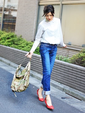 「赤い靴」｜かもさんさん（レディース・166cm）の秋コーディネート