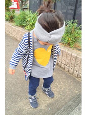 「MARKEY'S（マーキーズ）のデニムニットスキニーMIRANO PANTS (80～140cm)（その他パンツ、ブルー系）」を使った、YamYさん（レディース・157cm）の冬コーディネート