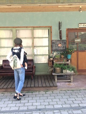 「ZARA（ザラ）のアイテム（サンダル、ブラック系）」を使った、YamYさん（レディース・157cm）の春コーディネート
