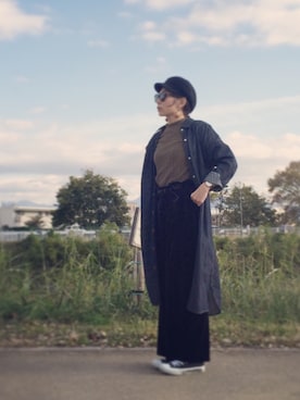 「NANO universe（ナノユニバース）のアイテム（シャツワンピース）」を使った、YamYさん（レディース・157cm）の冬コーディネート