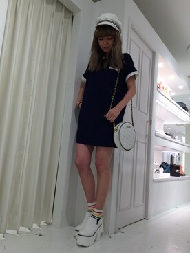 「マリンコーデ」｜「アイテム（ブーツ）」を使った、みささん（レディース・158cm）の春コーディネート