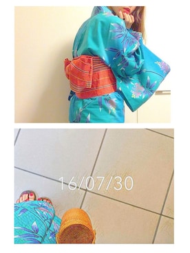 「アイテム（浴衣、グリーン系）」を使った、Mさん（レディース・158cm）の夏コーディネート