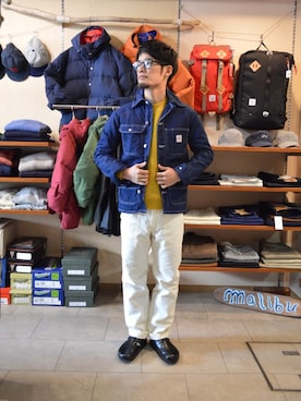 「アイテム（カバーオール）」を使った、マスダさん（メンズ・170cm）の冬コーディネート