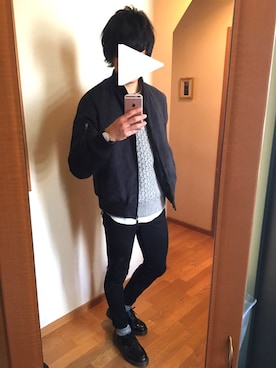 「RAGEBLUE（レイジブルー）の＜トレンドのロング丈＞ワッフルロングカットソー/733404（Tシャツ/カットソー）」を使った、ふくちゃんさん（メンズ・175cm）の冬コーディネート