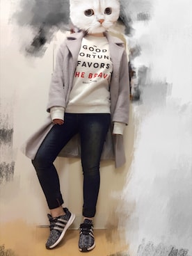 「asos（エイソス）のアイテム（ピーコート）」を使った、Irene kkwanさん（レディース・168cm）の秋コーディネート