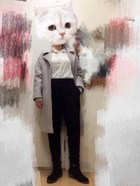 「asos（エイソス）のアイテム（ピーコート）」を使った、Irene kkwanさん（レディース・168cm）の冬コーディネート
