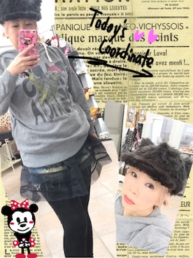 「WC（ダブル シー）のアイテム（帽子）」を使った、miecoさん（レディース・153cm）の冬コーディネート