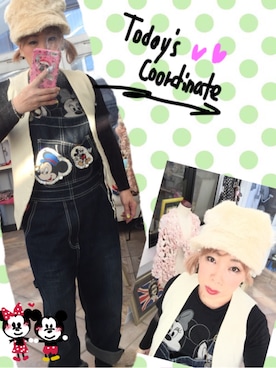「WC（ダブル シー）のアイテム（オールインワン・サロペット）」を使った、miecoさん（レディース・153cm）の冬コーディネート