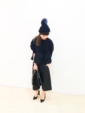 「ぺプラムトップス」｜「アイテム（スウェット）」を使った、Narcissus-japanさん（レディース・160cm）の冬コーディネート