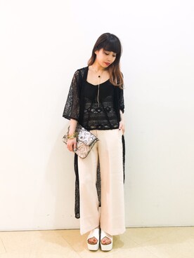 「アイテム（キャミソール、ブラック系）」を使った、Narcissus-japanさん（レディース・160cm）の春コーディネート