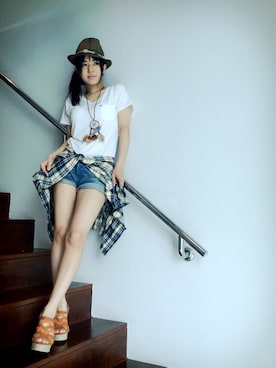「足長効果」｜「アイテム（その他）」を使った、蒼井そら/SOLA AOI/苍井空さん（レディース・155cm）の夏コーディネート