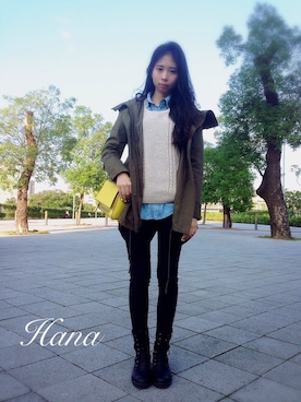 「毛衣」｜「アイテム（ジャケット/アウター）」を使った、Hanaさん（メンズ・161cm）の秋コーディネート