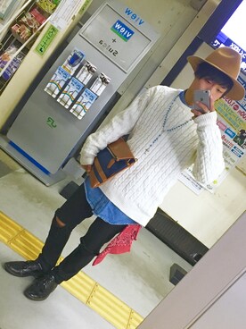 「ケーブルニット」｜「アイテム（ノーカラージャケット）」を使った、Rikutoさん（メンズ・163cm）の冬コーディネート