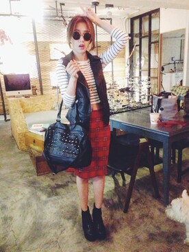 「RAINBOW SHOPのアイテム（スカート）」を使った、RAINBOWSHOPさん（レディース・155cm）の秋コーディネート