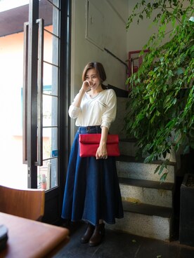 「RAINBOW SHOPのアイテム（スカート）」を使った、RAINBOWSHOPさん（レディース・155cm）の秋コーディネート