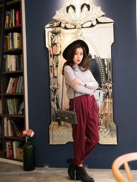 「skirt」｜「アイテム（スラックス）」を使った、RAINBOWSHOPさん（レディース・155cm）の冬コーディネート