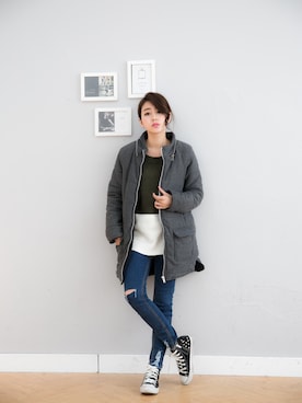 「アイテム（ピーコート）」を使った、RAINBOWSHOPさん（レディース・155cm）の冬コーディネート