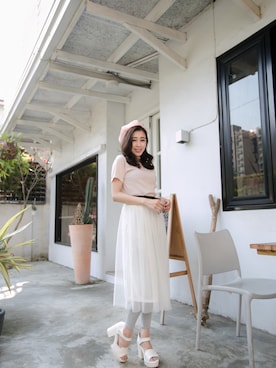 「RAINBOW SHOPのアイテム（スカート）」を使った、RAINBOWSHOPさん（レディース・155cm）の春コーディネート