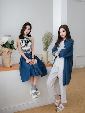 「RAINBOW SHOPのアイテム（スカート）」を使った、RAINBOWSHOPさん（レディース・155cm）の春コーディネート