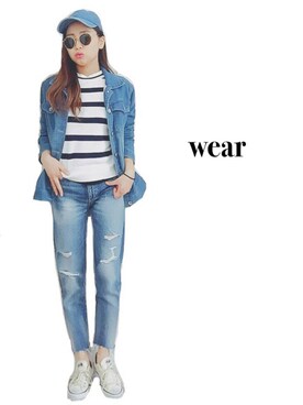 「GRL（グレイル）のアイテム（デニムジャケット）」を使った、er24さん（レディース・154cm）の春コーディネート