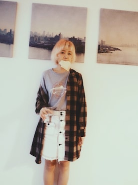 「休闲」｜「アイテム（ピーコート）」を使った、倒过来的萝卜さん（レディース・158cm）の春コーディネート