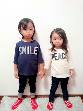 「アイテム（福袋/福箱、レッド系）」を使った、-粋-さん（キッズ・100cm）の秋コーディネート