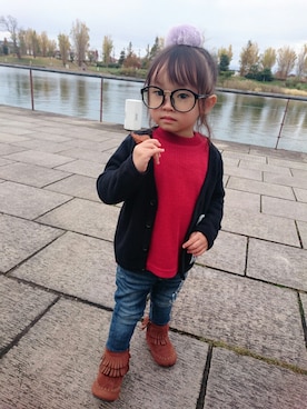 「アイテム（ラッピングキット、レッド系）」を使った、-粋-さん（キッズ・100cm）の秋コーディネート