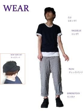 「#チェック」｜「アイテム（帽子）」を使った、ayanoriさん（メンズ・183cm）の春コーディネート