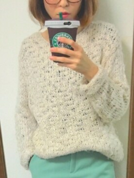 「ZARA（ザラ）のアイテム（ニット/セーター、ベージュ系）」を使った、mamieさん（レディース・165cm）の春コーディネート