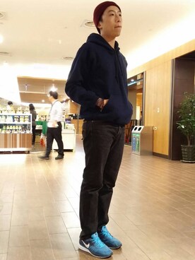 「Abercrombie&Fitch（アバークロンビーアンドフィッチ）のアイテム（アクセサリー）」を使った、Yan Chenさん（メンズ・172cm）の冬コーディネート