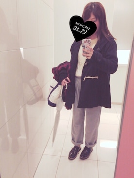 「AS KNOW AS PINKY（アズノゥアズピンキー）のアイテム（ダッフルコート）」を使った、たちばなさん（レディース・151cm）の冬コーディネート