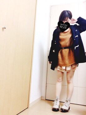 「AS KNOW AS PINKY（アズノゥアズピンキー）のアイテム（ダッフルコート）」を使った、たちばなさん（レディース・151cm）の冬コーディネート