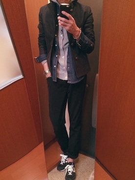 「On board（オンボード）のアイテム（ステンカラーコート）」を使った、Haruさん（メンズ・170cm）の秋コーディネート