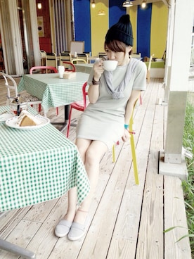 「Rie Miller（リエミラー）のアイテム（ニットキャップ/ビーニー）」を使った、ワニコさん（レディース・162cm）の夏コーディネート