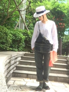 「goa（ゴア）のアイテム（サロペット/オーバーオール）」を使った、ワニコさん（レディース・162cm）の夏コーディネート