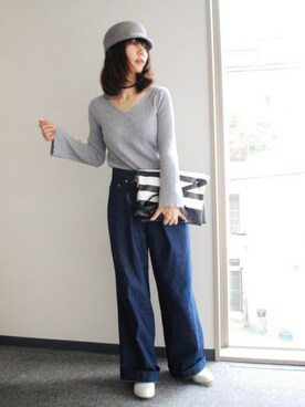 「フレアスリーブ」｜ワニコさん（レディース・162cm）の秋コーディネート