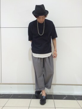 「HARE（ハレ）の２タックワイドパンツ(HARE)（その他パンツ）」を使った、yukke48さん（メンズ・170cm）の夏コーディネート