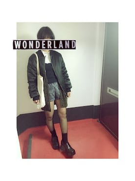 「ラメニット」｜「アイテム（ブルゾン）」を使った、yanmaiさん（レディース・163cm）の冬コーディネート