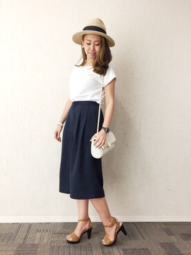 「M.deux（エムドゥ）のアイテム（ピアス（両耳用））」を使った、miyaさん（レディース・155cm）の夏コーディネート