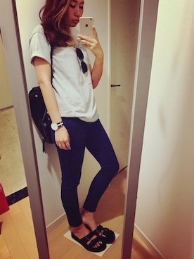 「パックTシャツ」｜miyaさん（レディース・155cm）の夏コーディネート